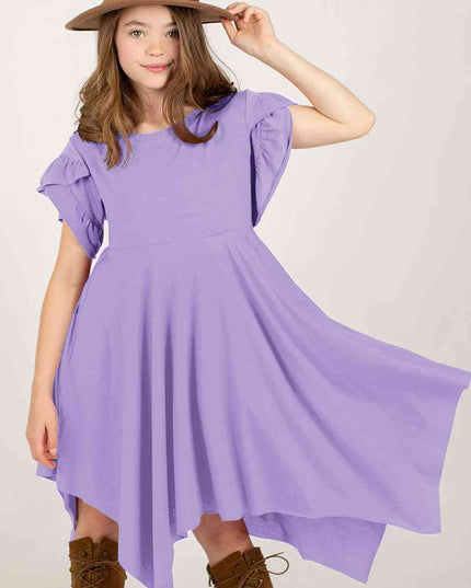 Round Neck Petal Sleeve Dress
