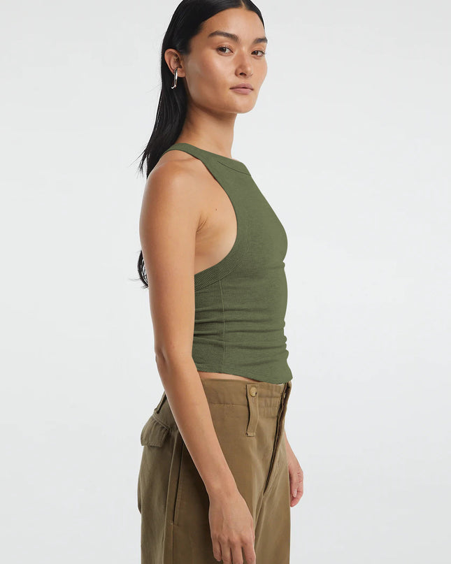 Halter Neck Ribbed Cropped Top