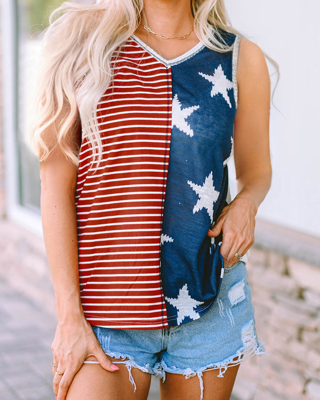 Star and Stripe V-Neck Tank