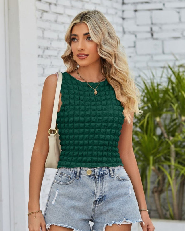 Textured Round Neck Tank