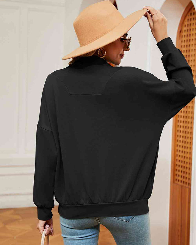Half-Zip Dropped Shoulder Sweatshirt
