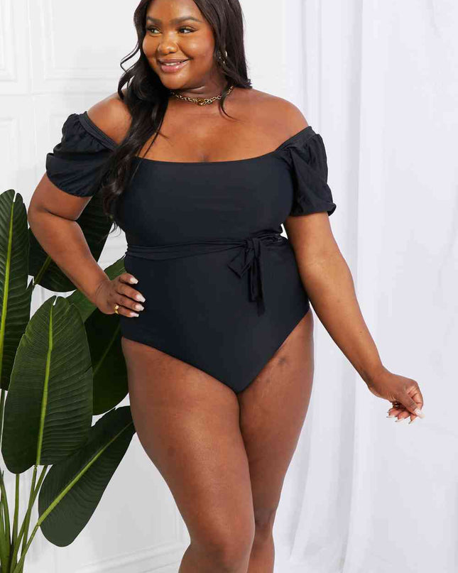 Marina West Swim Salty Air Puff Sleeve One-Piece in Black