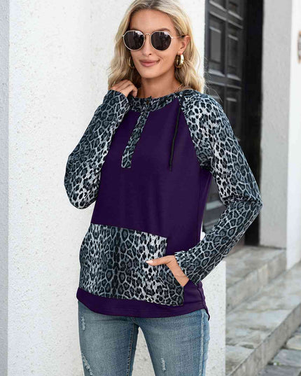 Leopard Raglan Sleeve Hoodie