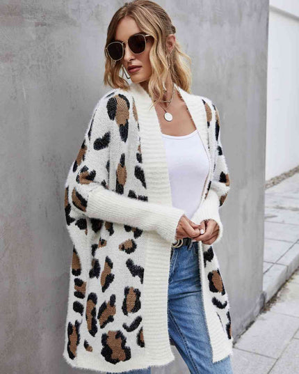 Leopard Pattern Fuzzy Cardigan