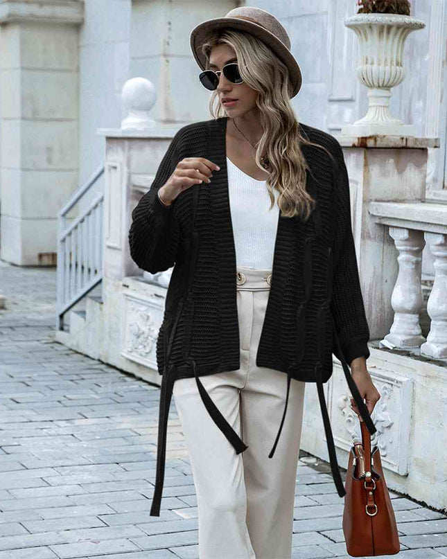 Open Front Strap Detail Cardigan