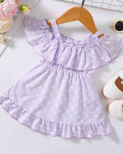 Printed Frill Trim Ruffle Hem Dress