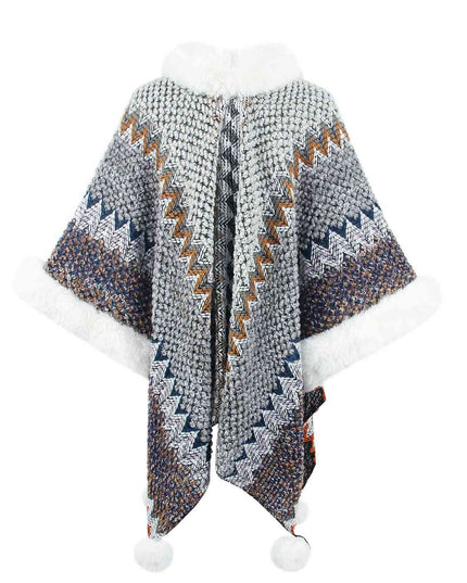 Color Block Open Front Poncho