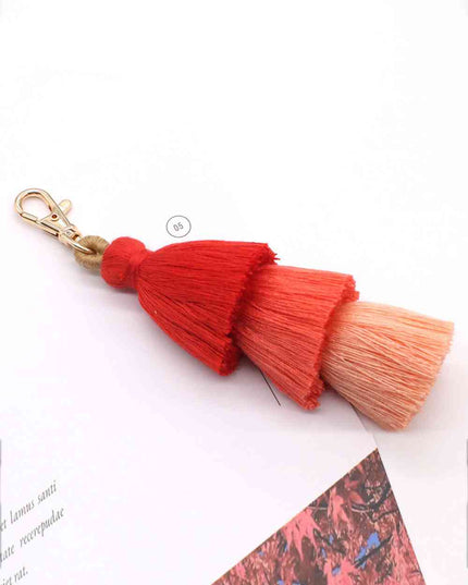 Assorted 4-Pack Multicolored Fringe Keychain