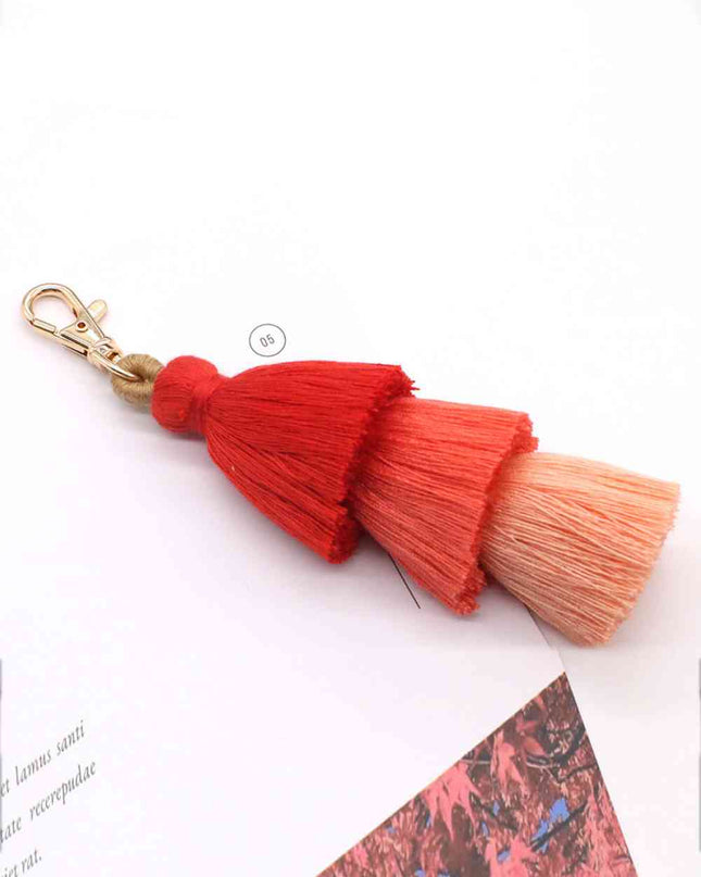 Assorted 4-Pack Multicolored Fringe Keychain
