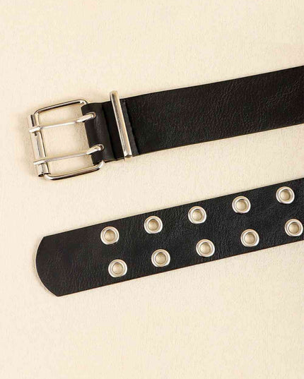 PU Leather Two Row Eyelet Belt