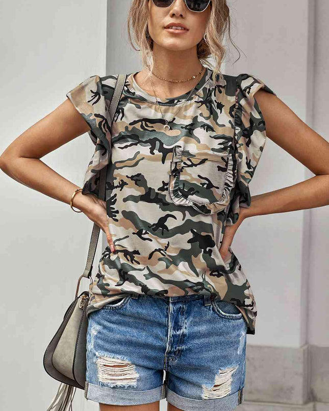 Camouflage Flutter Sleeve T-Shirt