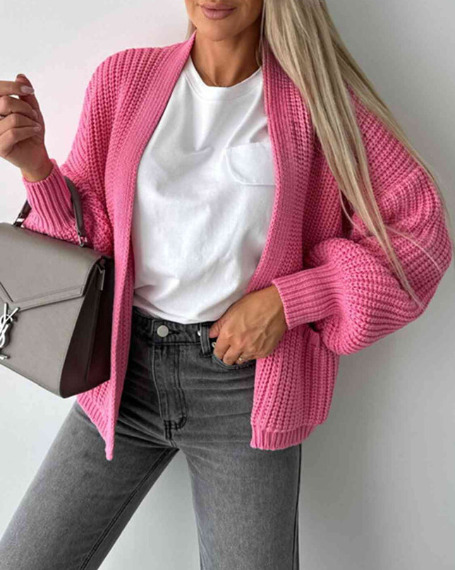 Open Front Dropped Shoulder Cardigan