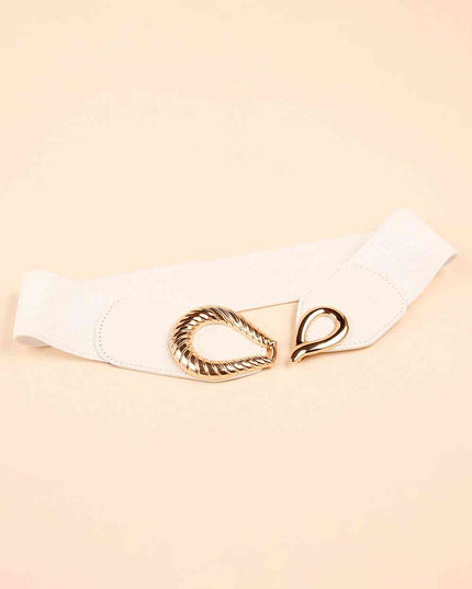 Ribbed Alloy Buckle Elastic Belt