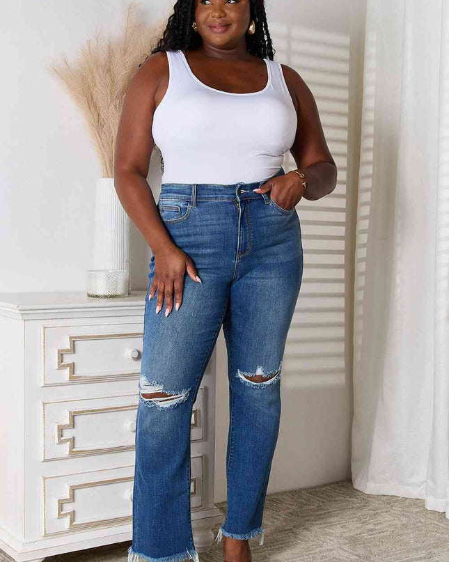 Judy Blue Full Size Distressed Raw Hem Jeans