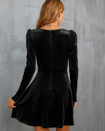Surplice Puff Sleeve Mini Dress