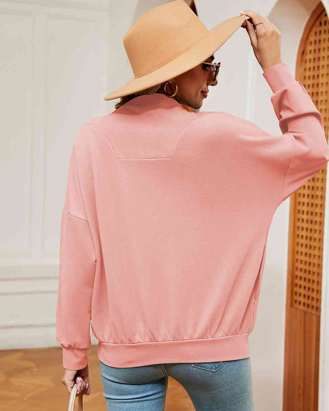 Half-Zip Dropped Shoulder Sweatshirt