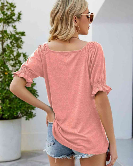 Short Flounce Sleeve Top