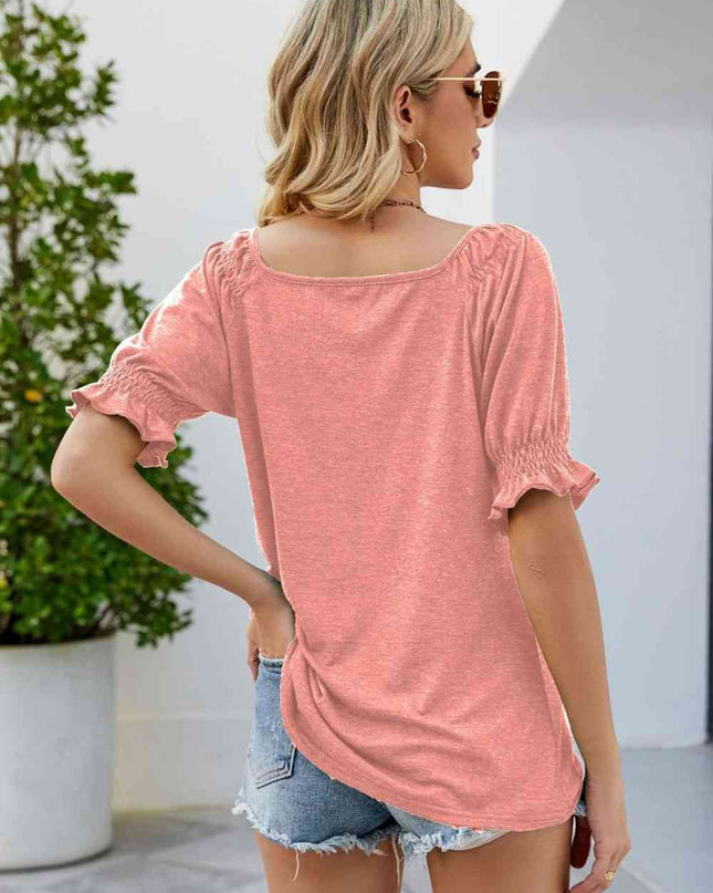 Short Flounce Sleeve Top