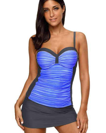 Two-Tone Sweetheart Neck Two-Piece Swimsuit