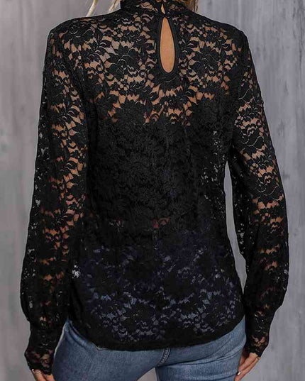 Mock Neck Lace Blouse