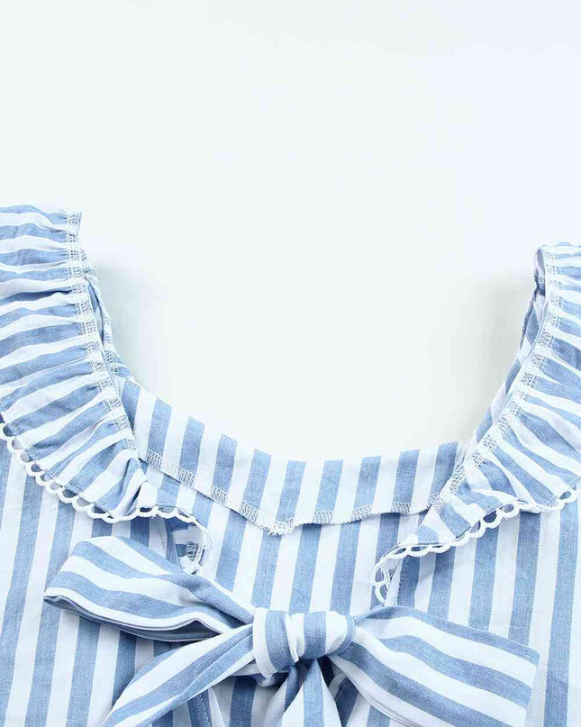 Striped Tie Back Ruffled Tank