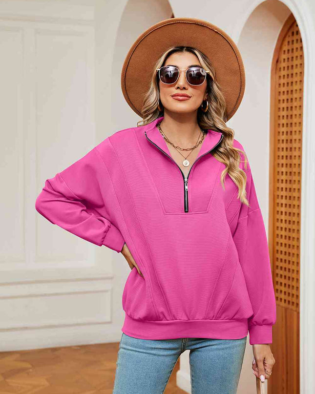 Half-Zip Dropped Shoulder Sweatshirt