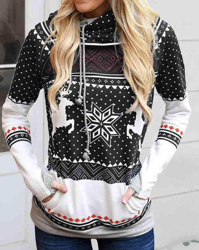 Printed Long Sleeve Hoodie with Pocket