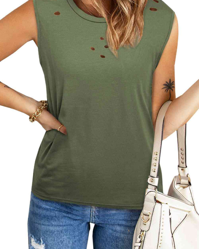 Distressed Round Neck Tank