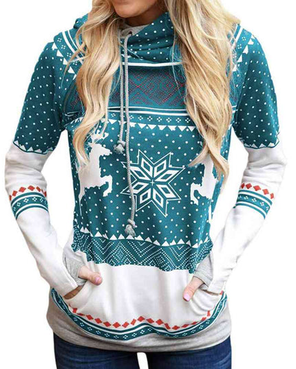 Printed Long Sleeve Hoodie with Pocket