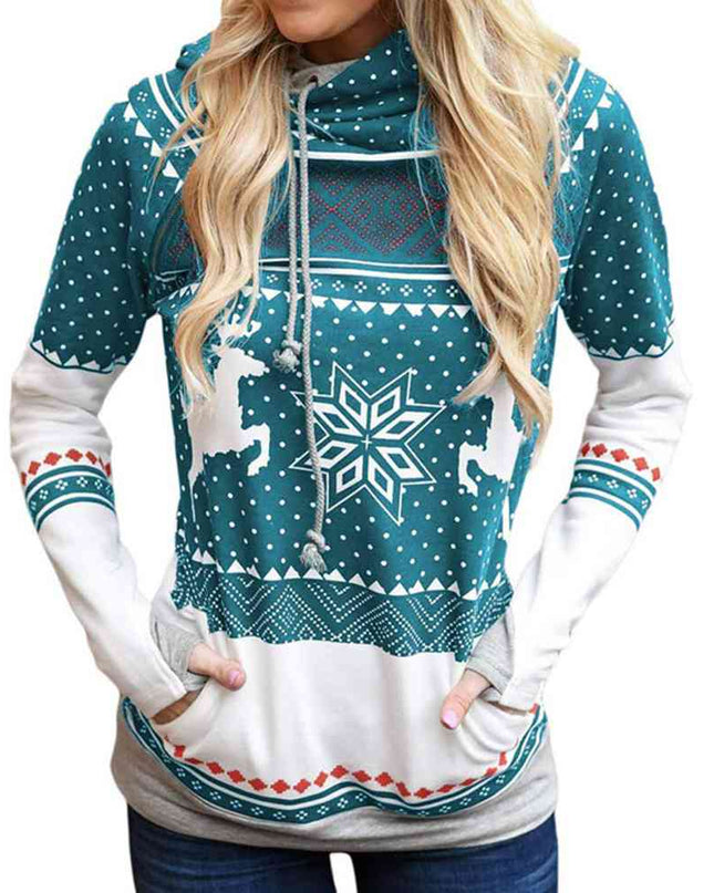 Printed Long Sleeve Hoodie with Pocket