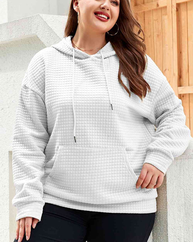 Plus Size Front Pocket Long Sleeve Hoodie