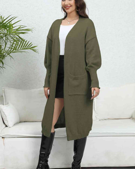 Open Front Dropped Shoulder Cardigan
