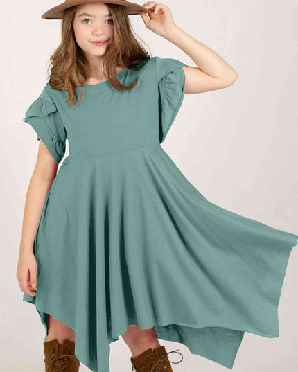 Round Neck Petal Sleeve Dress