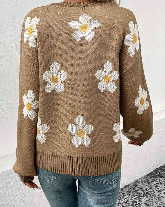 Floral Dropped Shoulder Sweater