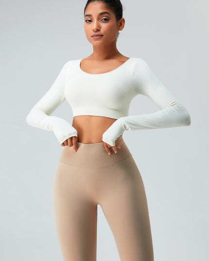 Cutout Round Neck Long Sleeve Active T-Shirt