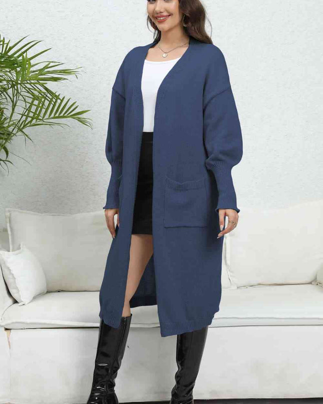 Open Front Dropped Shoulder Cardigan