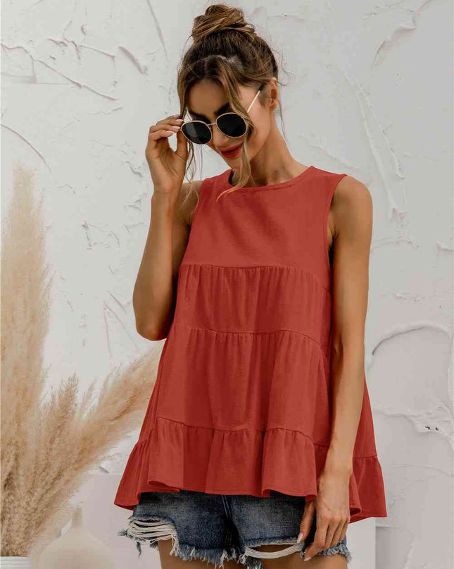 Round Neck Tiered Tank