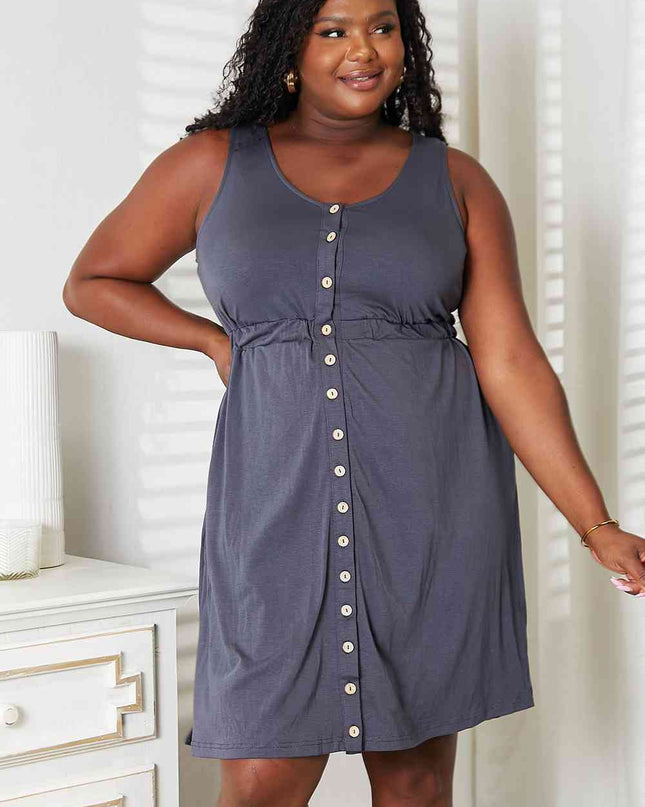 Double Take Sleeveless Button Down Magic Dress