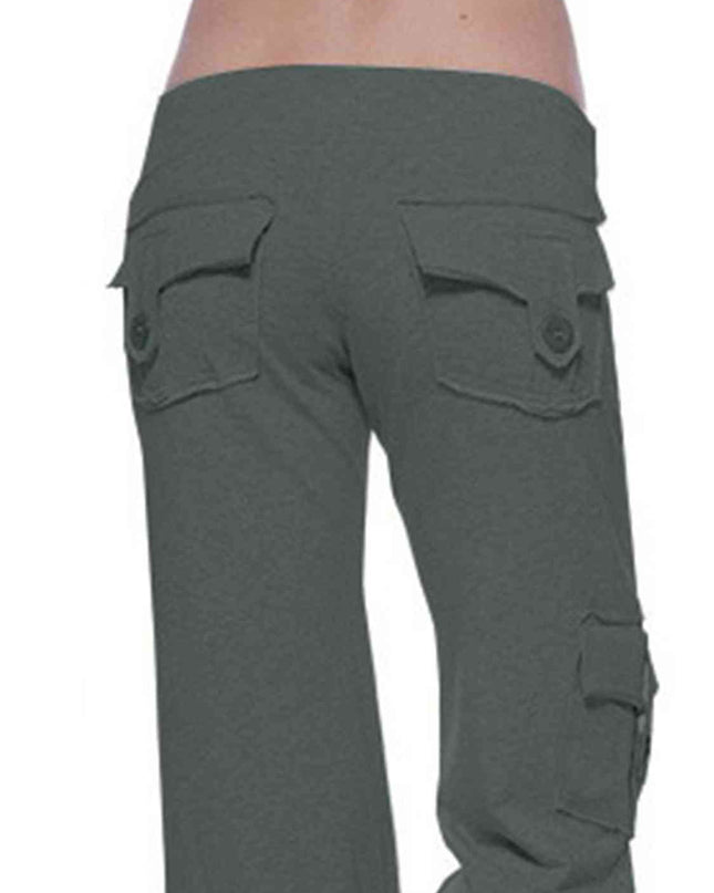 Mid Waist Pants with Pockets