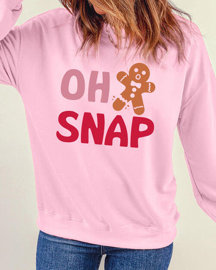OH SNAP Round Neck Long Sleeve Sweatshirt