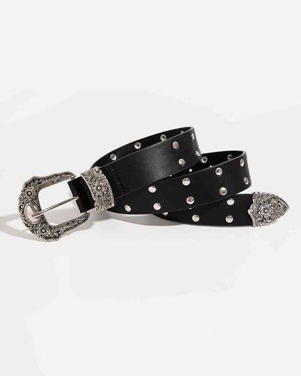 Double Row Studded PU Leather Belt