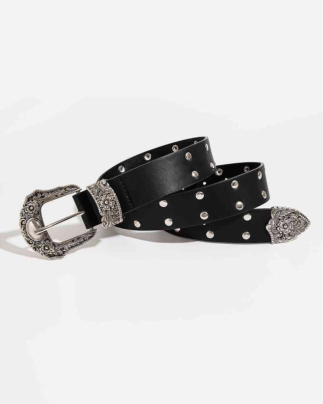 Double Row Studded PU Leather Belt