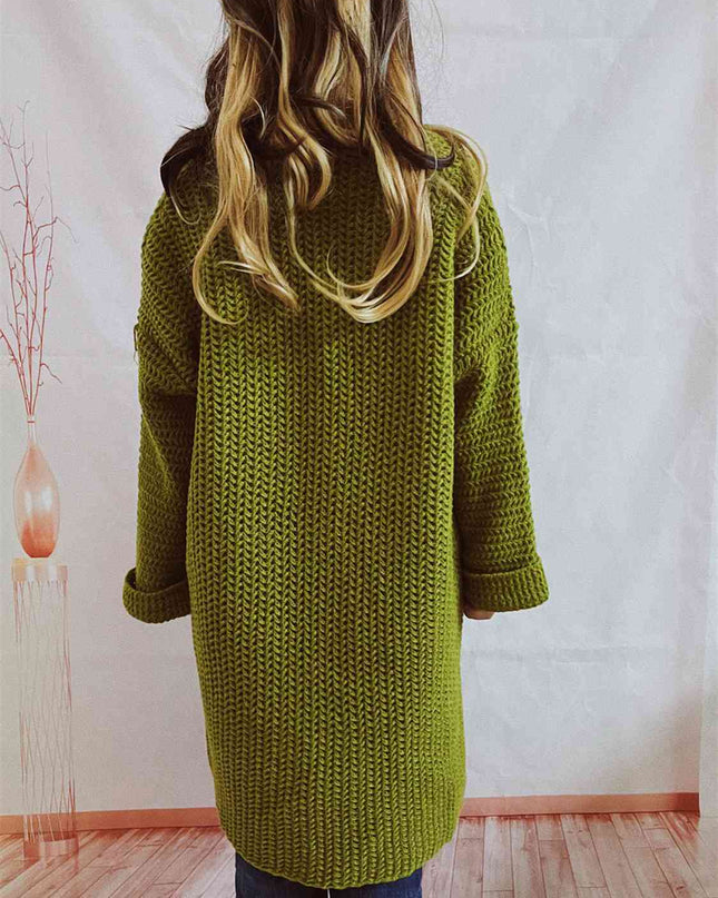 Open Front Long Sleeve Cardigan with Pockets
