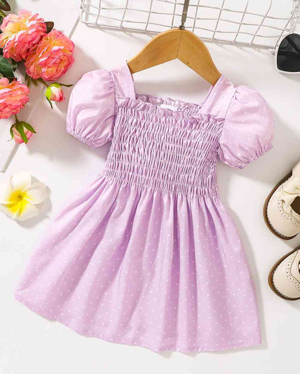 Printed Square Neck Smocked Dress