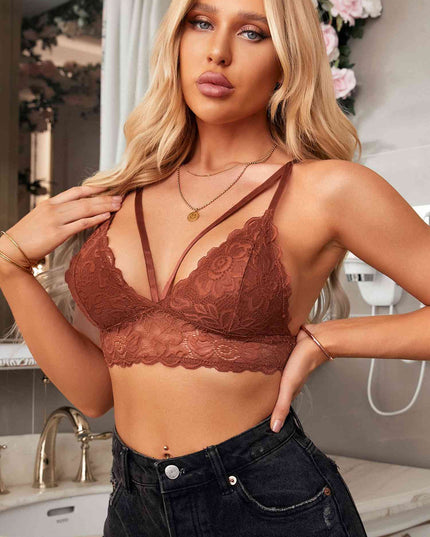 Floral Lace Scalloped Hem Bralette