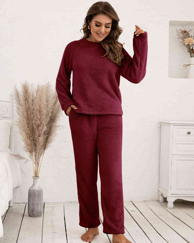 Teddy Long Sleeve Top and Pants Lounge Set
