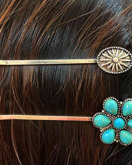 Turquoise Alloy Hairpin