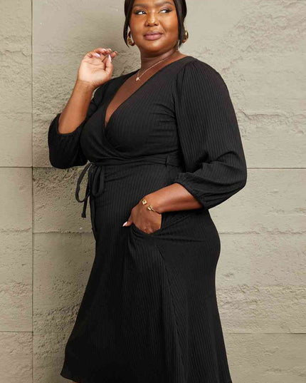 Culture Code Full Size Surplice Flare Ruching Dress
