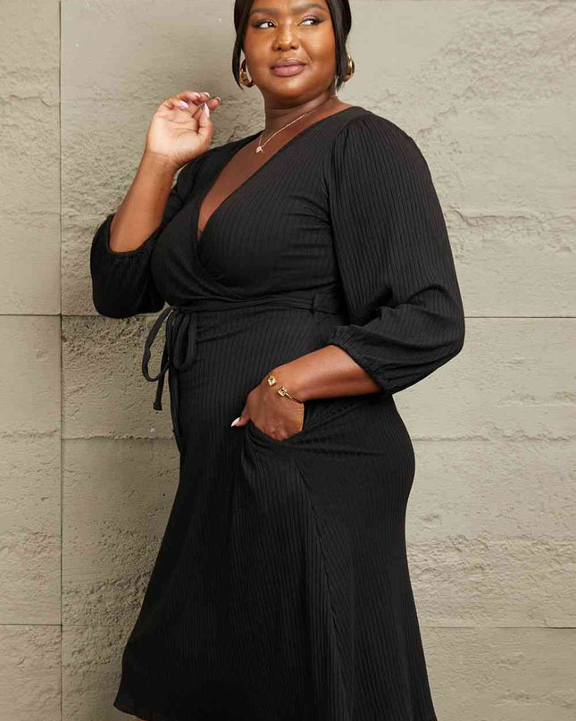 Culture Code Full Size Surplice Flare Ruching Dress
