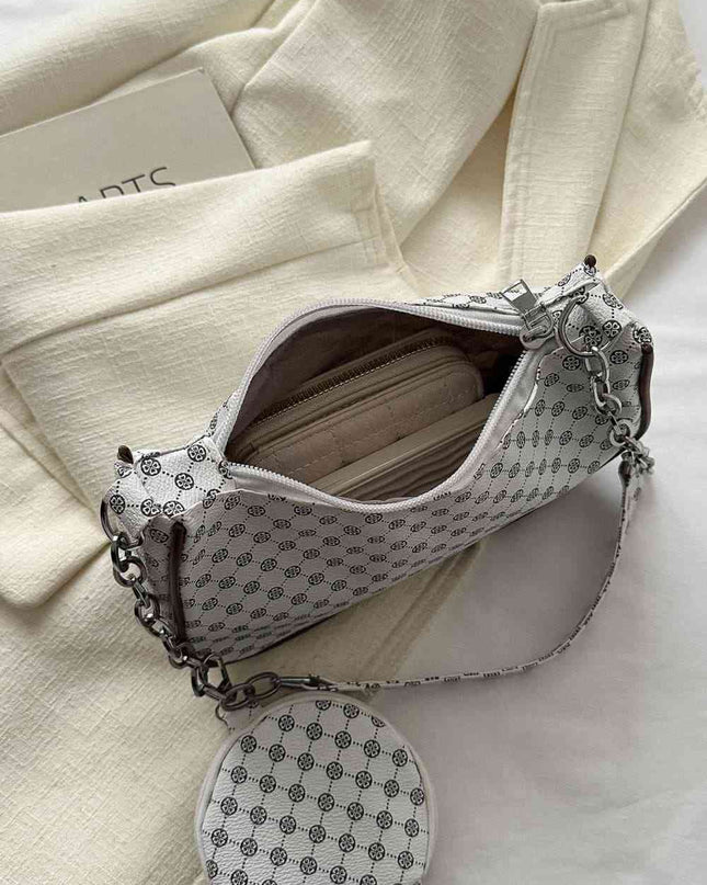 Printed Shoulder Bag and Round Wallet